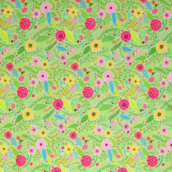 Baumwoll Druck Blüten und Blätter auf Grün von Happy Easter by Swafing 